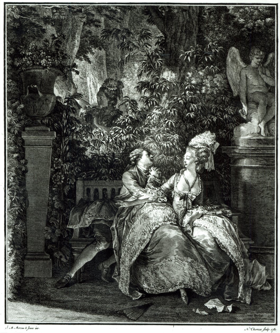 Ja eller nei 1781, gravert av N. Thomas av Jean Michel the Younger Moreau
