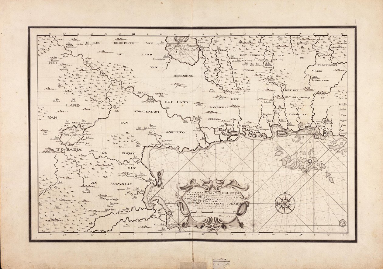 Kart over en del av den vestlige kysten av Celebes av Jean Michiel Aubert