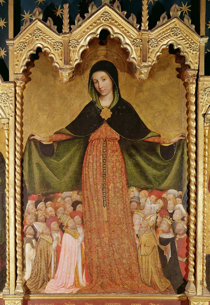Virgin of Mercy, detalj av sentralpanelet, ca. 1429 (tempera på panel) av Jean Mirailhet