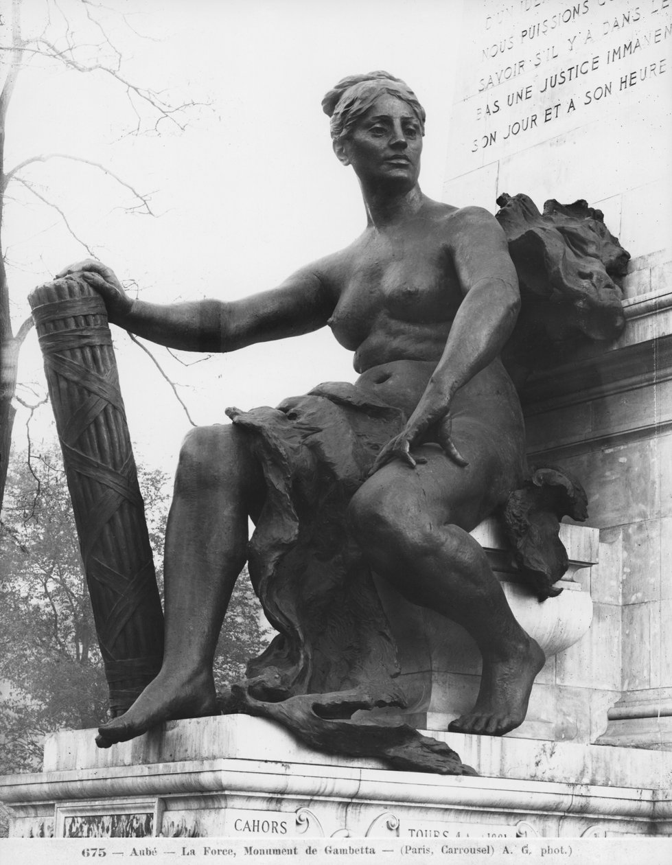 Monument til Leon Gambetta, Force, cour Napoleon, Louvre, 1888 (detalj) (se også 346101 til 346103) (bronse og stein) av Jean Paul Aube