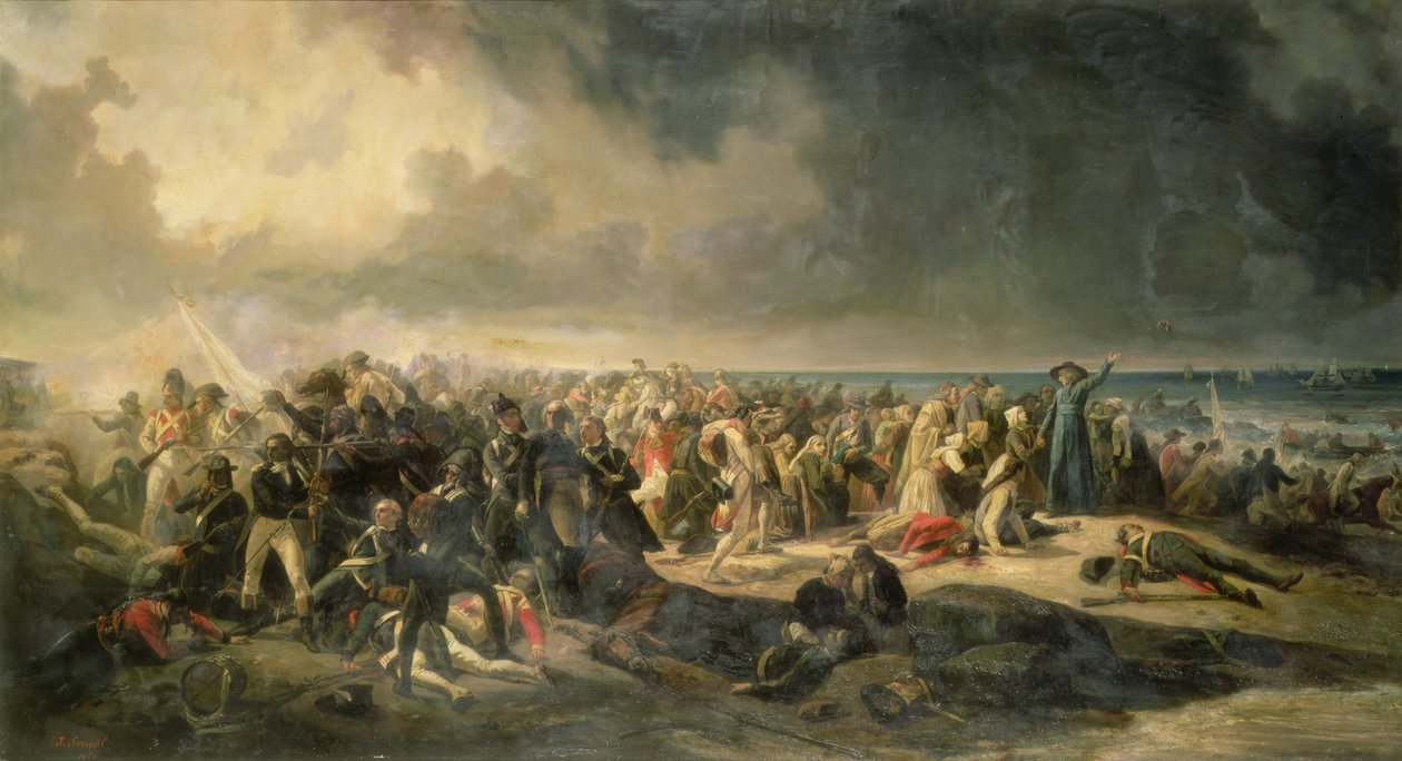 Scene for landingen ved Quiberon i 1795, 1850 av Jean Sorieul