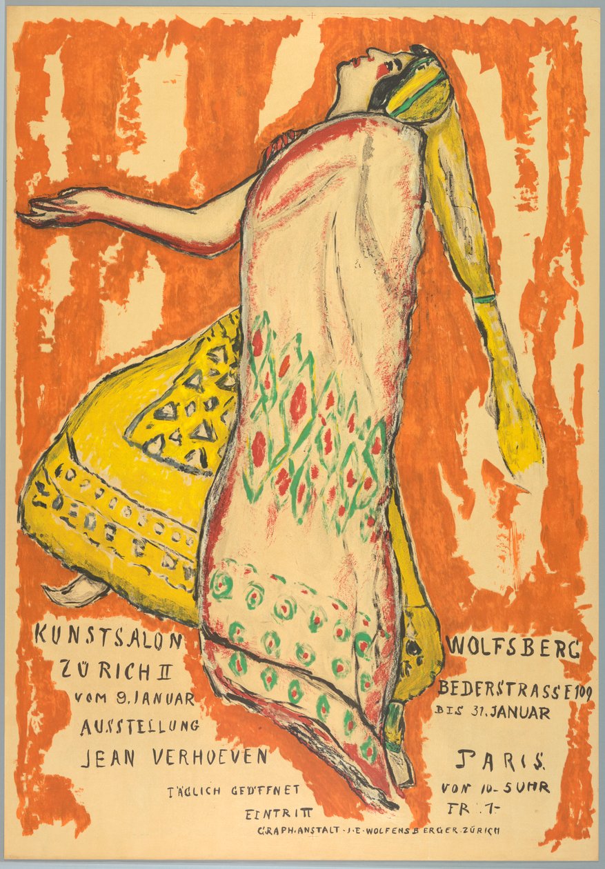 Plakat, utstilling Jean Verhoeven, Kunstsalon Wolfburg, ca 1915 av Jean Verhoeven