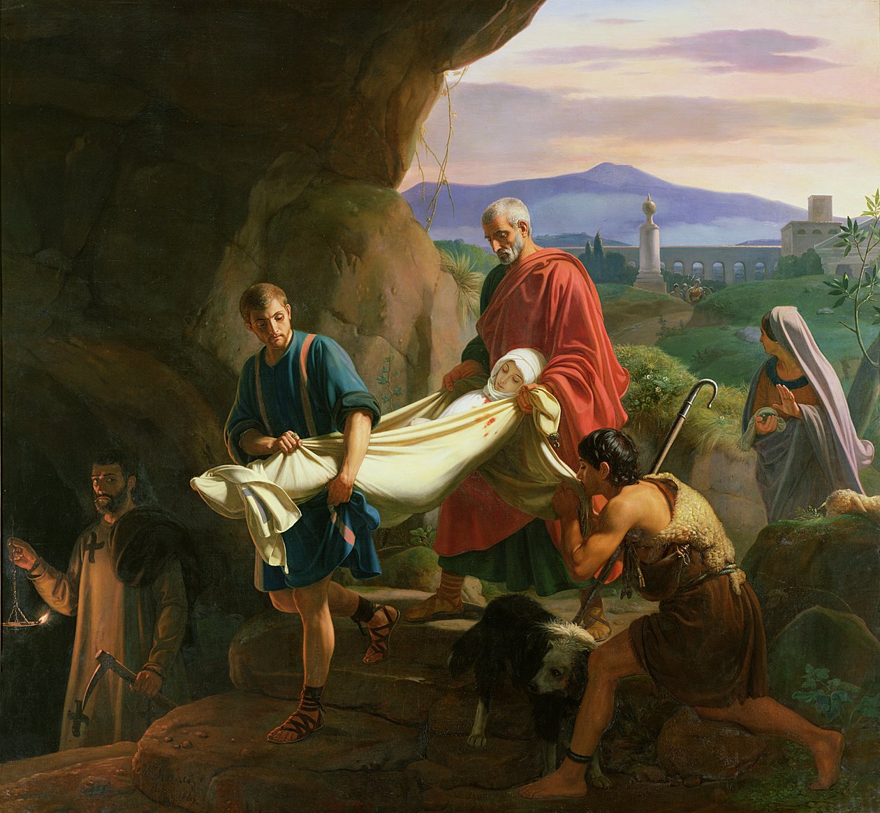 Begravelse av en ung martyr i katakombene i Roma, 1847 av Jean Victor Schnetz