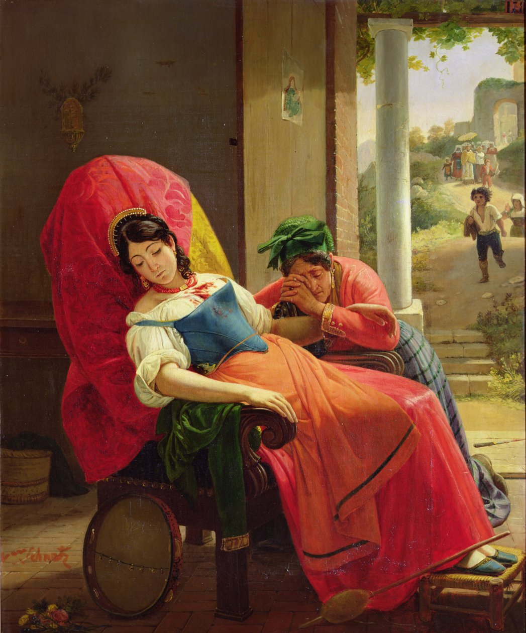 Den myrdede kvinnen, ca. 1824 av Jean Victor Schnetz