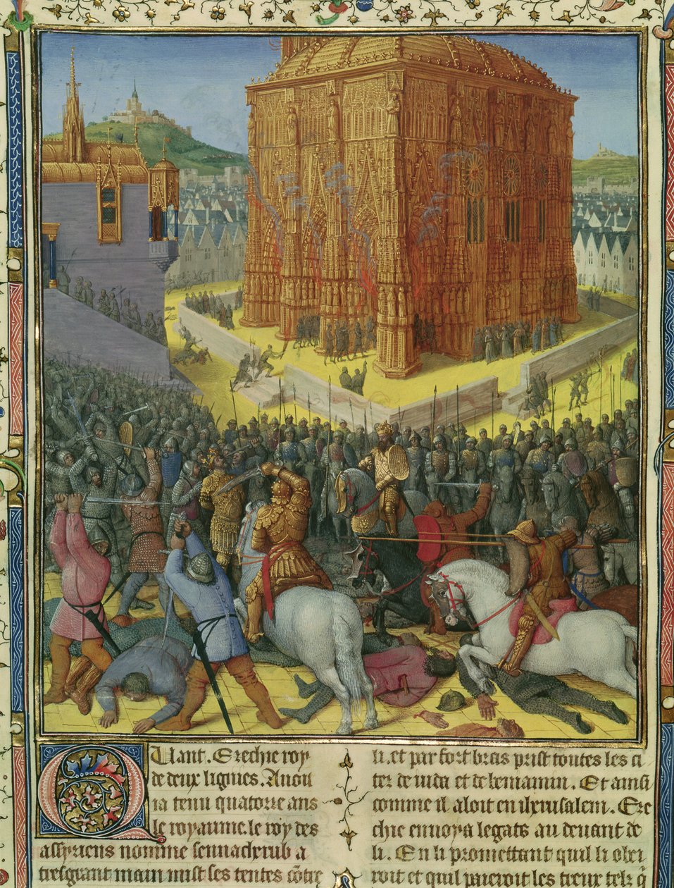 Fr 247 fol.213 The Siege of Jerusalem av Nebukadnesar, illustrasjon fra 
