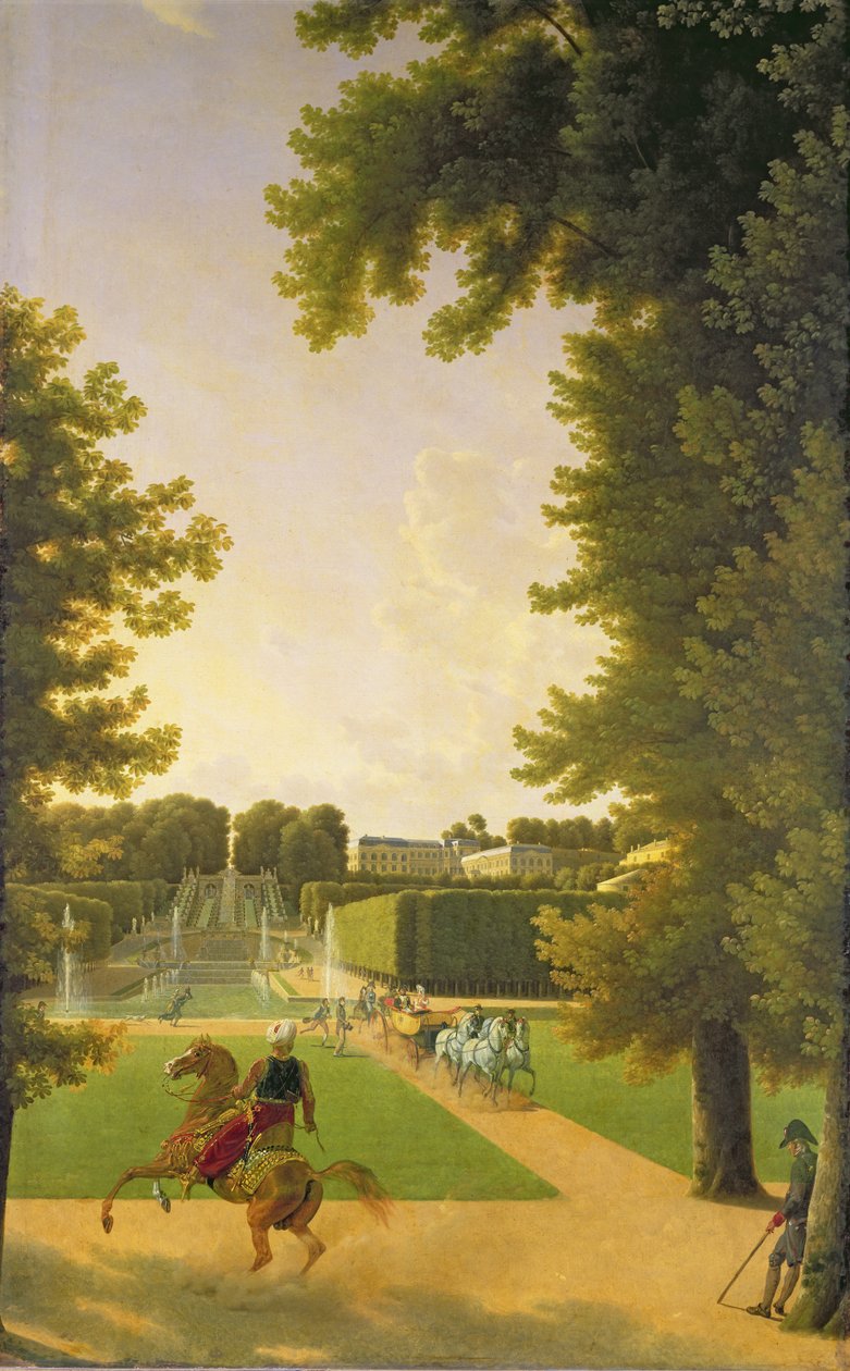 Promenade av Napoleon I (1769-1821) og Marie-Louise (1791-1847) i Parc de Saint-Cloud i 1810 av Jean Joseph Xavier Bidauld