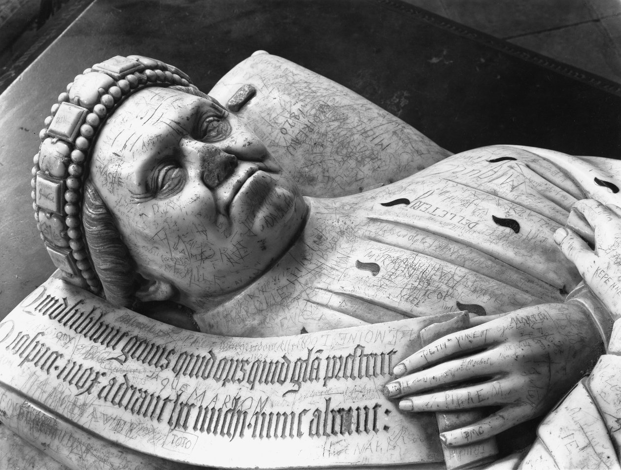 Skulptur av Duc Jean de Berry (1340-1416) greve av Poitiers, detalj (se også 217791) 1416-38 (marmor) av Jean de Cambrai