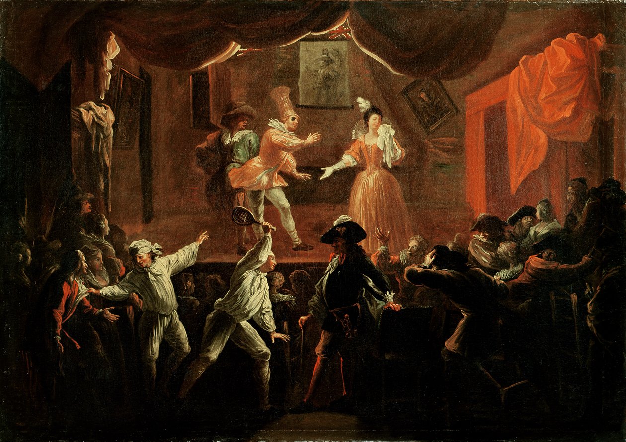 Scener fra "Roman Comique" av Paul Scarron (1610-60) 1712-16 av Jean de Coulom