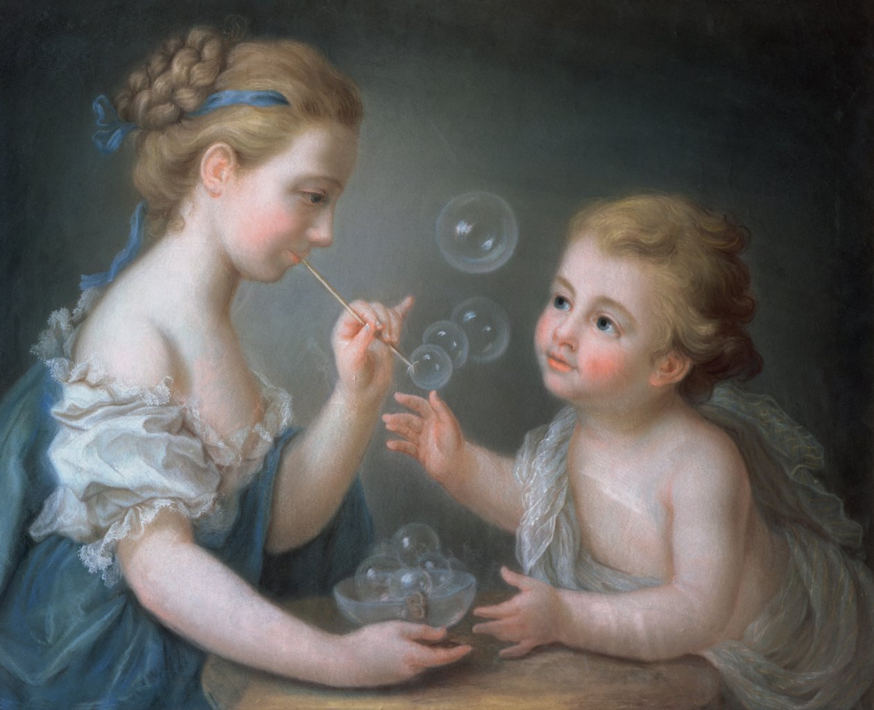 Barn som blåser bobler (pastell) av Jean Étienne Liotard