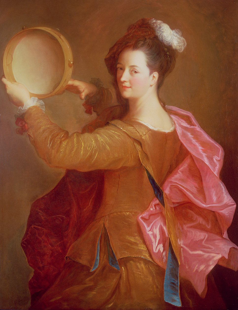 Portrett av en kvinne med en tamburin av Jean Alexis Grimou
