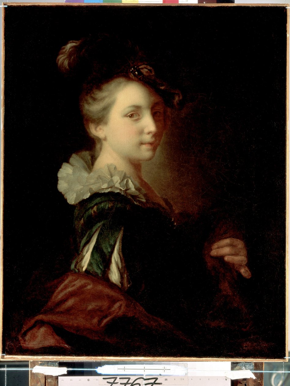 ""ung skuespillerinne i teaterdrakt"" (Ung kvinne i teaterkjole) Maleri av Alexis Grimou (1678-1733) rundt 1730 Dim. 74x59 cm St. Petersburg Eremitagemuseum av Jean Alexis Grimou