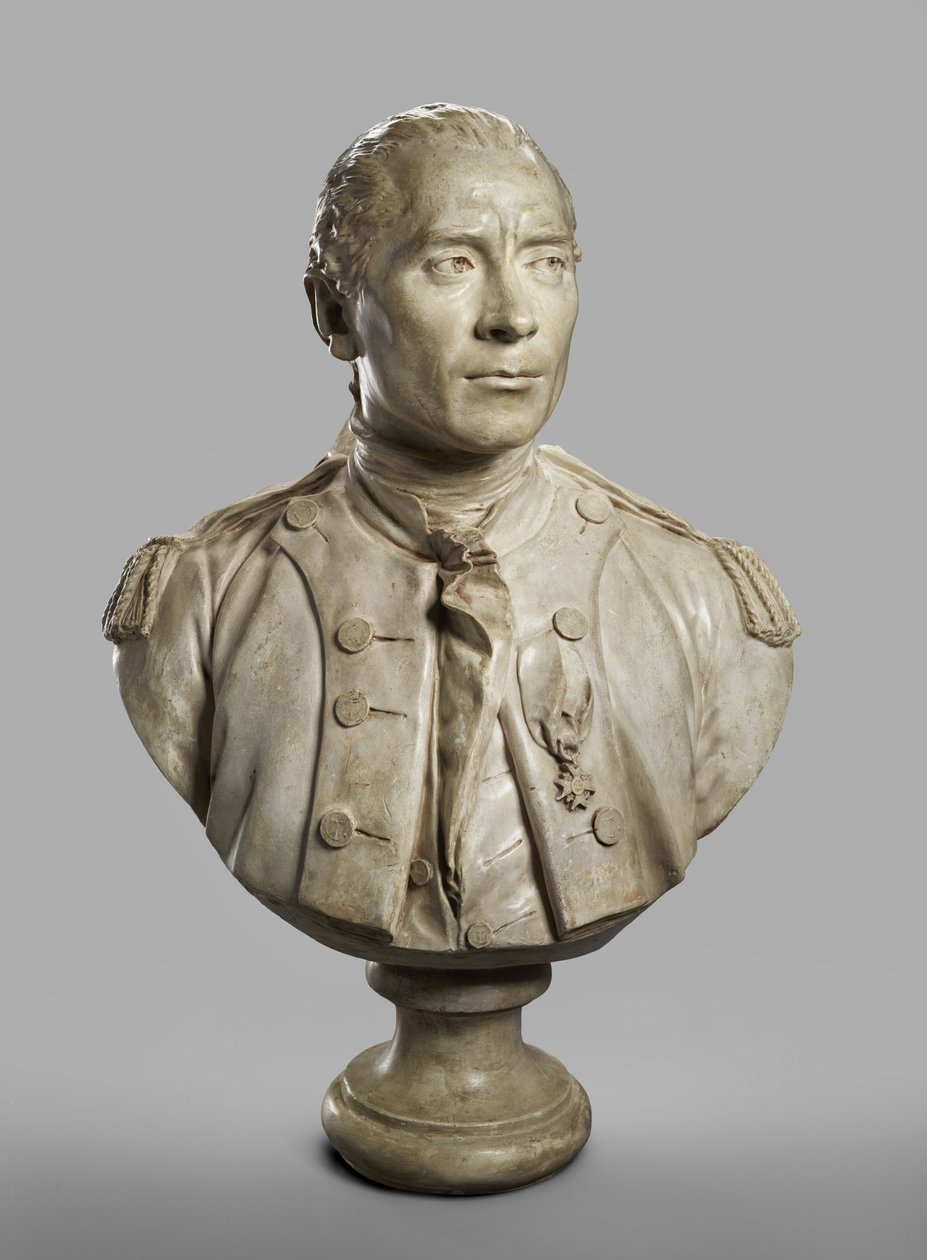Portrettbyste av John Paul Jones, modellert 1780, støpt 1787-89 (gips med terrakottamaling) av Jean Antoine Houdon