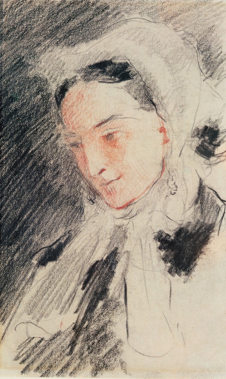Keiserinne Eugénie (svart og rødt kritt) av Jean Baptiste Carpeaux