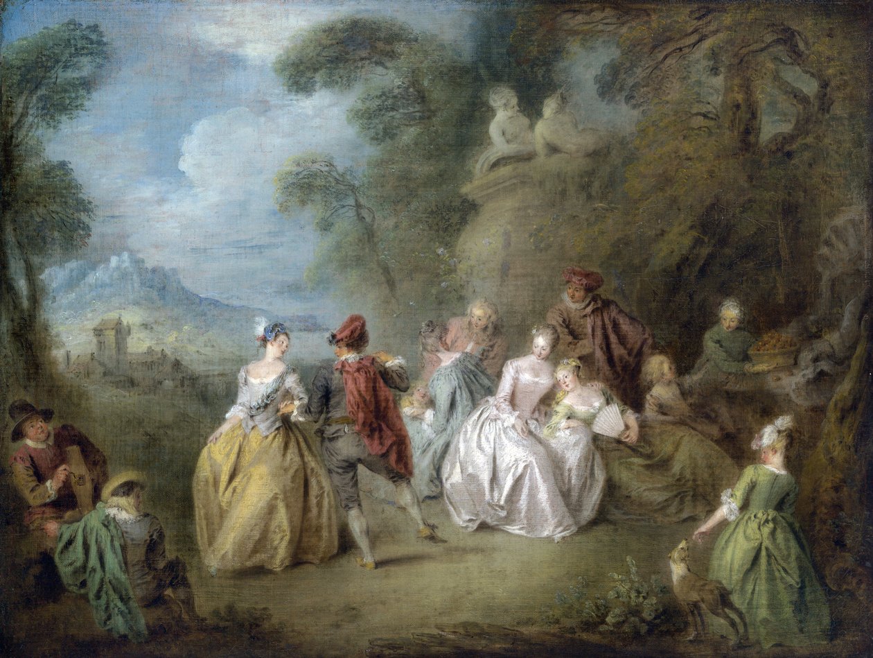 Høvisk scene i en park, ca. 1730-35 av Jean Baptiste Joseph Pater
