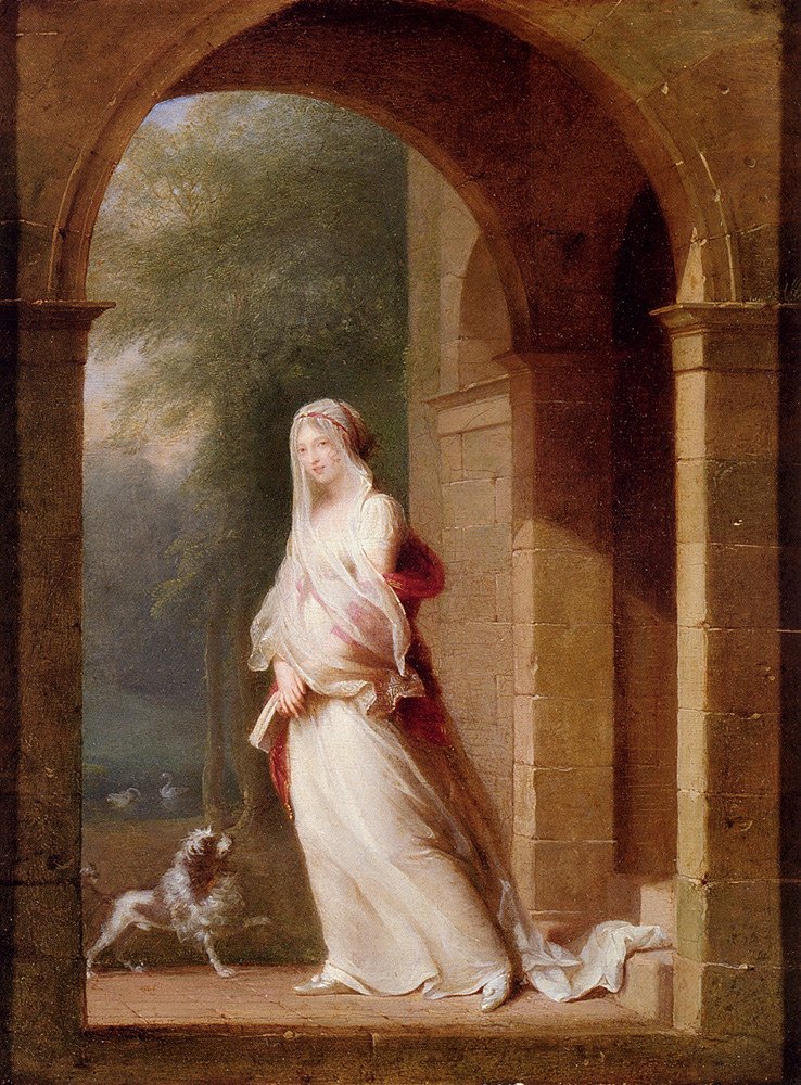 Sous une archenEnglish: A Young Woman Standing In An Archwayn av Jean Baptiste Mallet