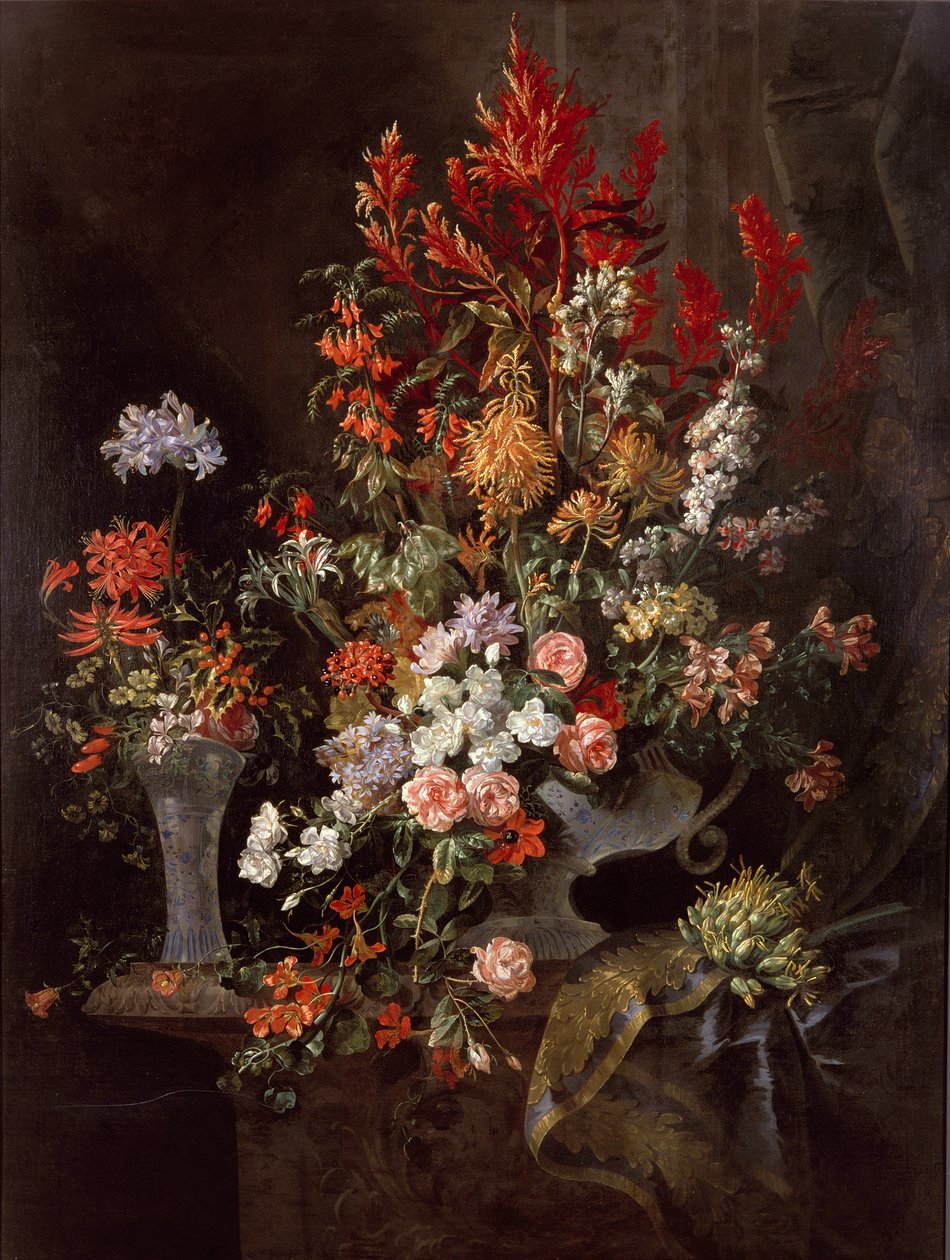 To vaser med blomster av Jean Baptiste Monnoyer
