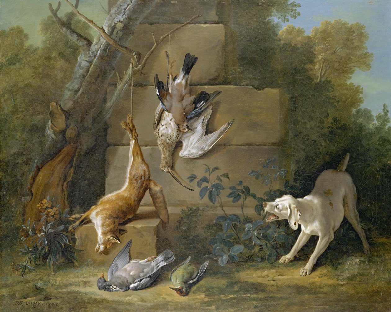 Dog Guarding Dead Game av Jean Baptiste Oudry