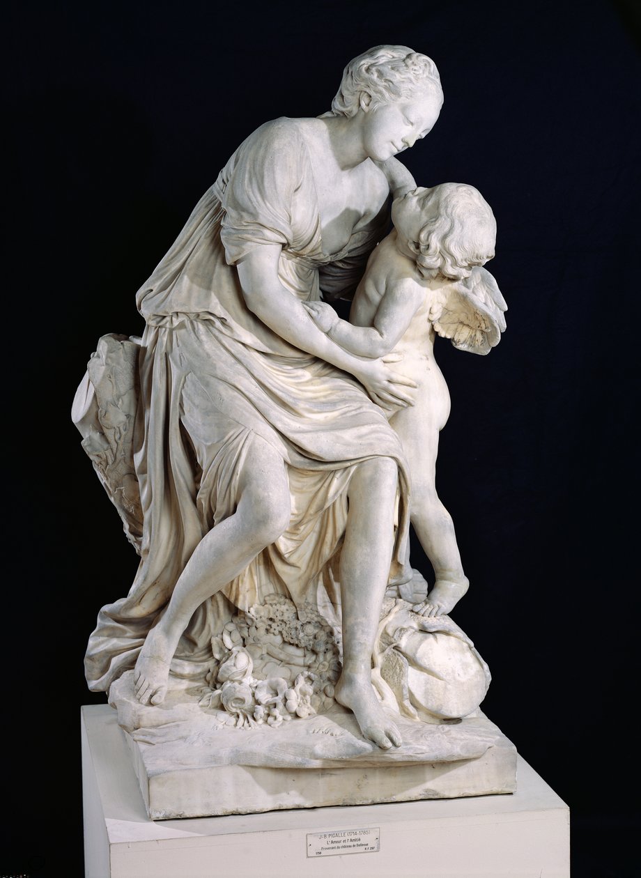 Kjærlighet og vennskap, 1758 (marmor) av Jean Baptiste Pigalle