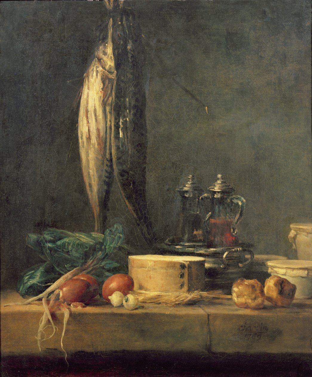 Stilleben med fisk av Jean Baptiste Simeon Chardin