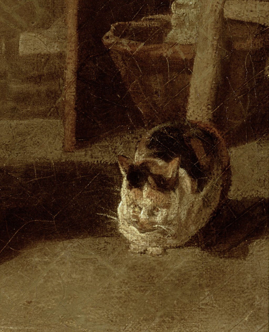 The Laundry Woman olje på lerret detalj av 89744 av Jean Baptiste Simeon Chardin