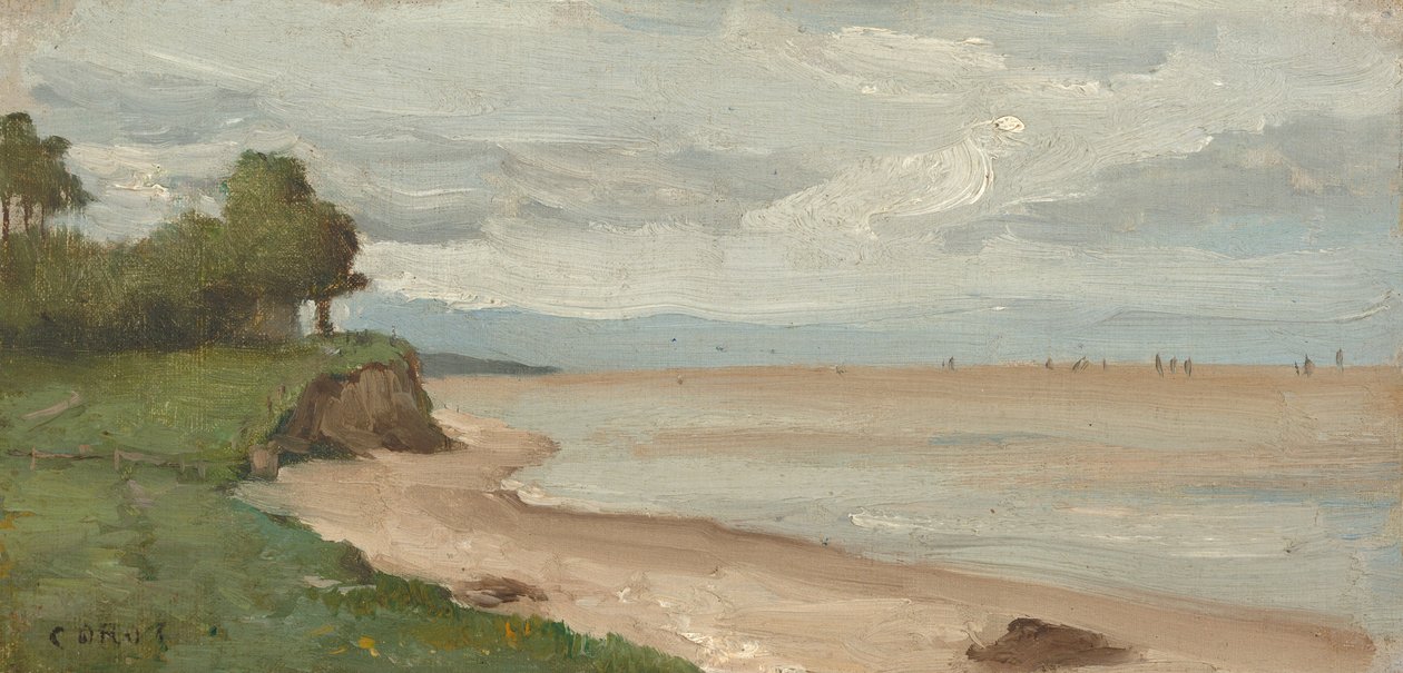 Strand nær Etretat av Jean-Baptiste-Camille Corot