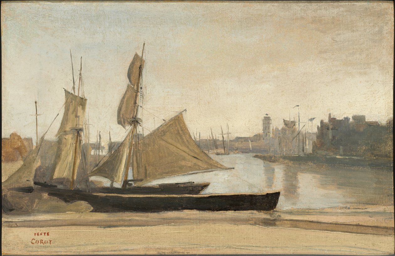 Dunkerque, fiskebåter fortøyd ved kaien av Jean-Baptiste-Camille Corot