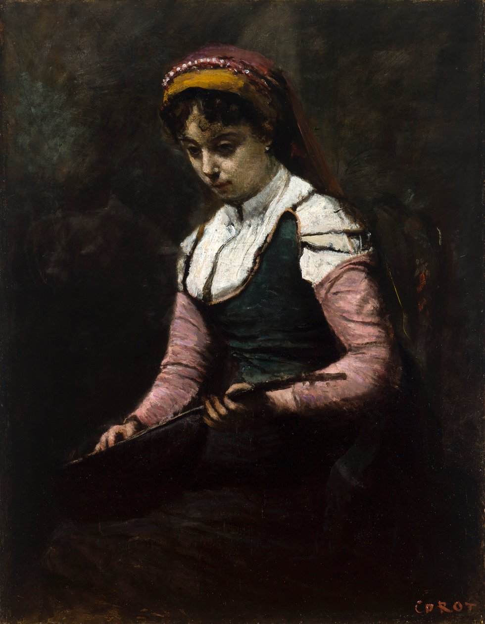 Jente med mandolin av Jean-Baptiste-Camille Corot