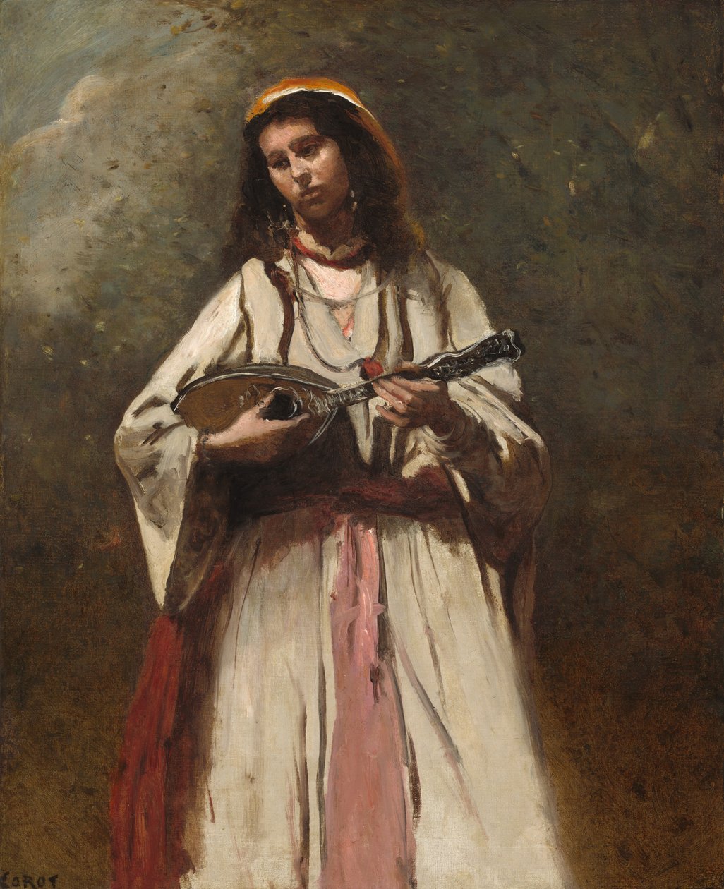 Sigøynerkvinne med mandolin av Jean-Baptiste-Camille Corot
