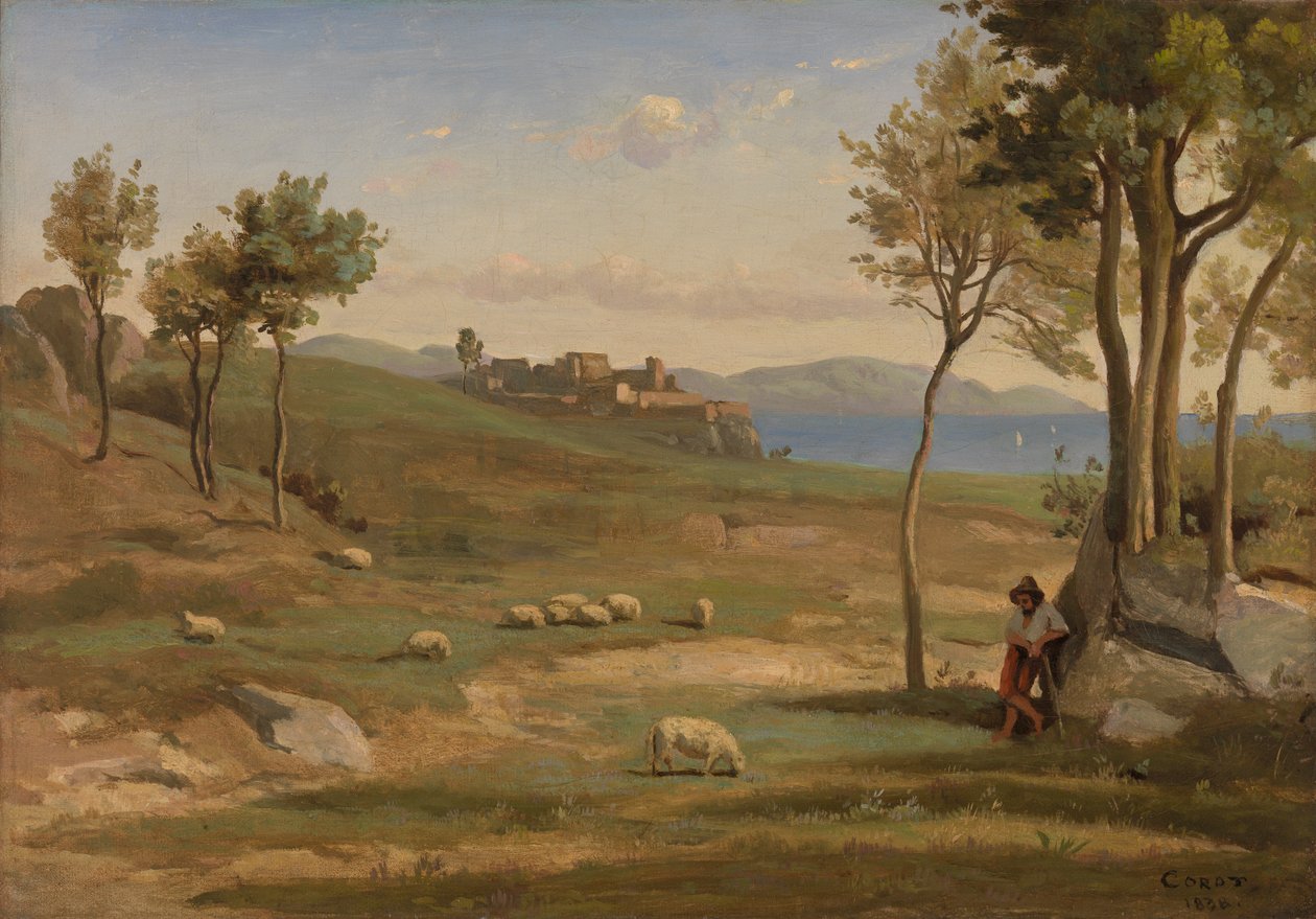 Italiensk landskap av Jean-Baptiste-Camille Corot