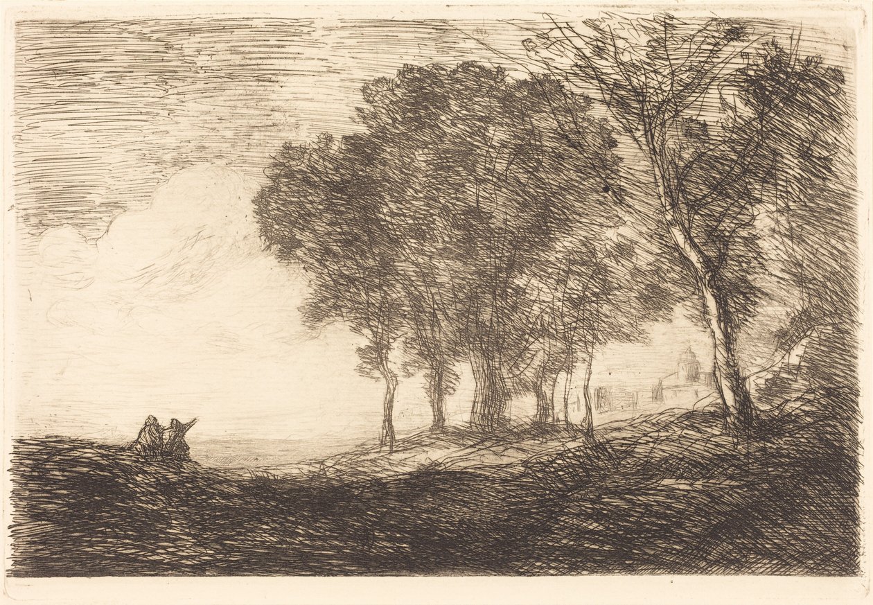 Italiensk landskap av Jean-Baptiste-Camille Corot