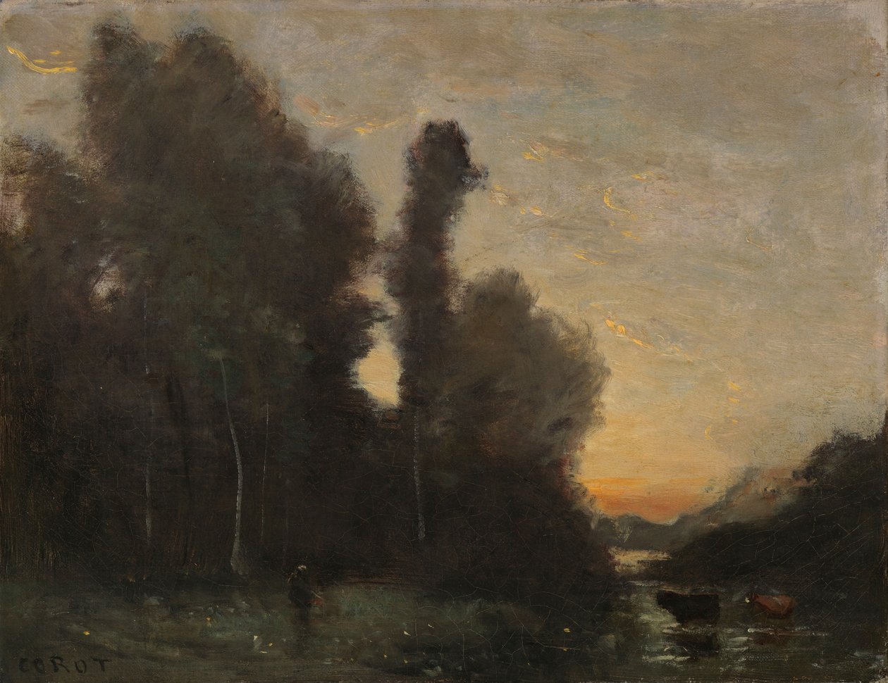 Landskap, kveldsstemning av Jean-Baptiste-Camille Corot