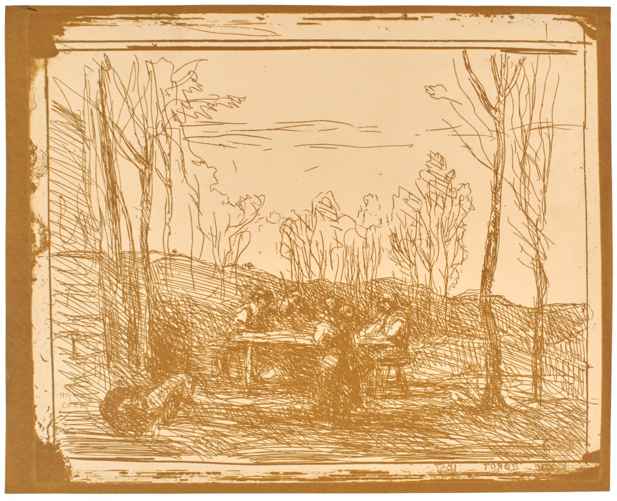 Mittagessen in der Lichtung av Jean-Baptiste-Camille Corot