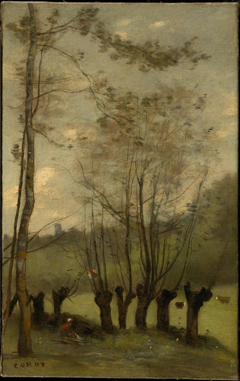 Eng med piletrær, Monthléry av Jean-Baptiste-Camille Corot