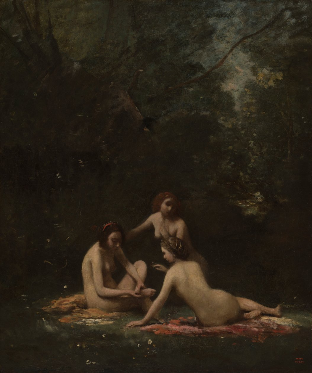 Nymfer forlater badet av Jean-Baptiste-Camille Corot