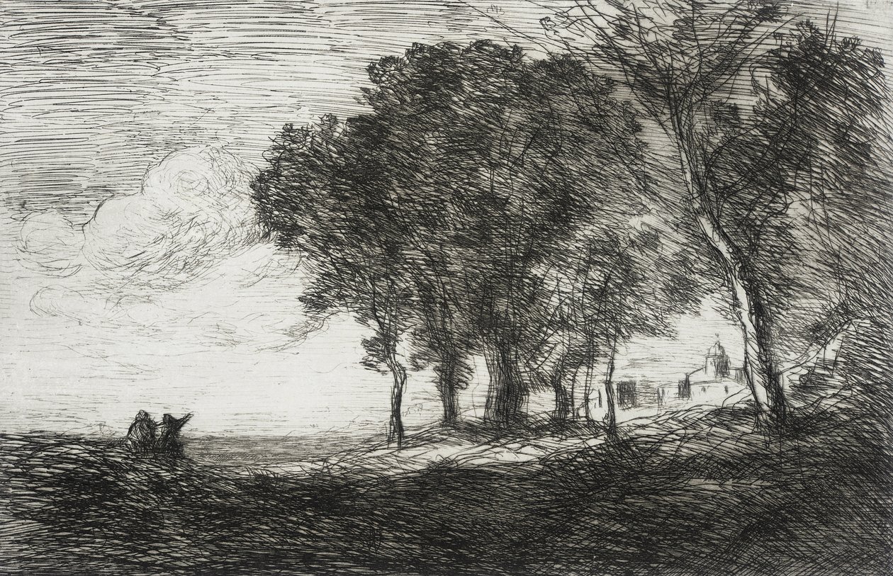 Italiensk landskap av Jean-Baptiste-Camille Corot