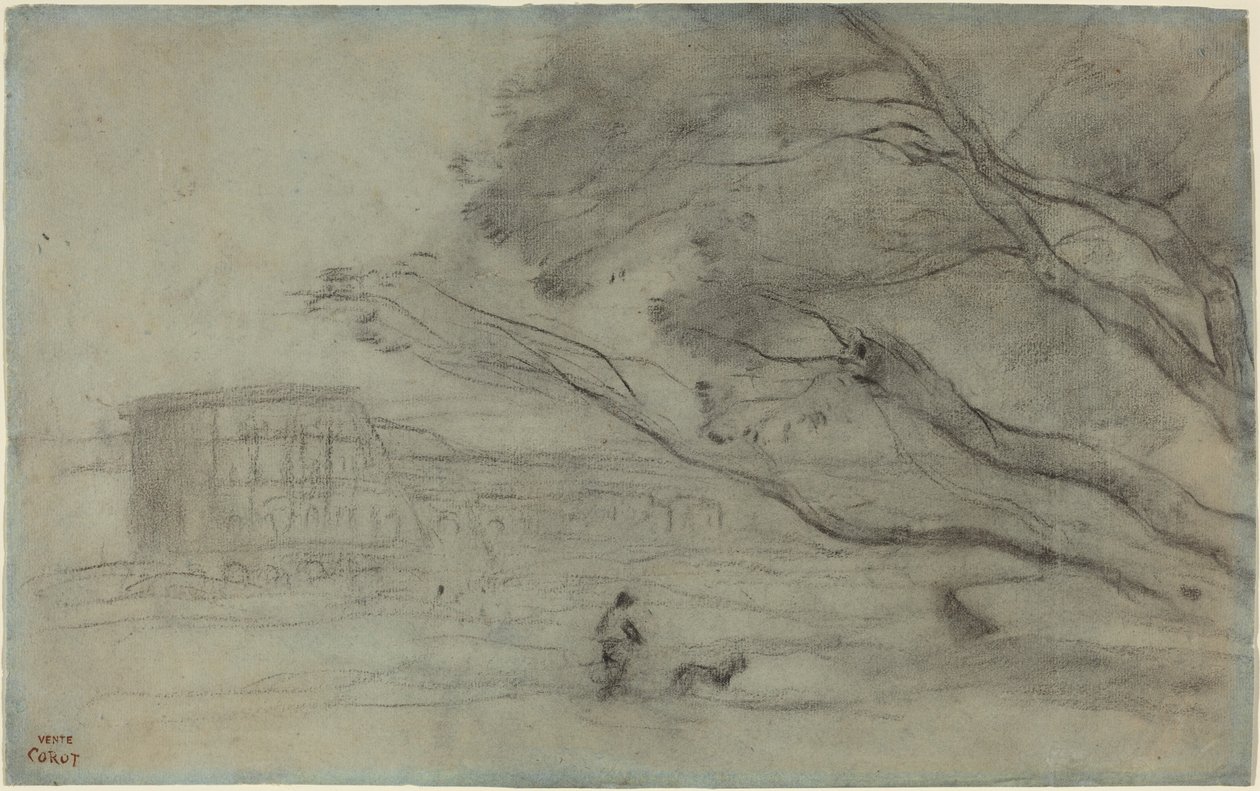 Erindring: romersk landskap med Colosseum av Jean-Baptiste-Camille Corot