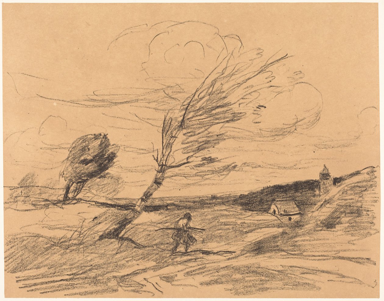 Vindkastet (Vindstøtet) av Jean-Baptiste-Camille Corot