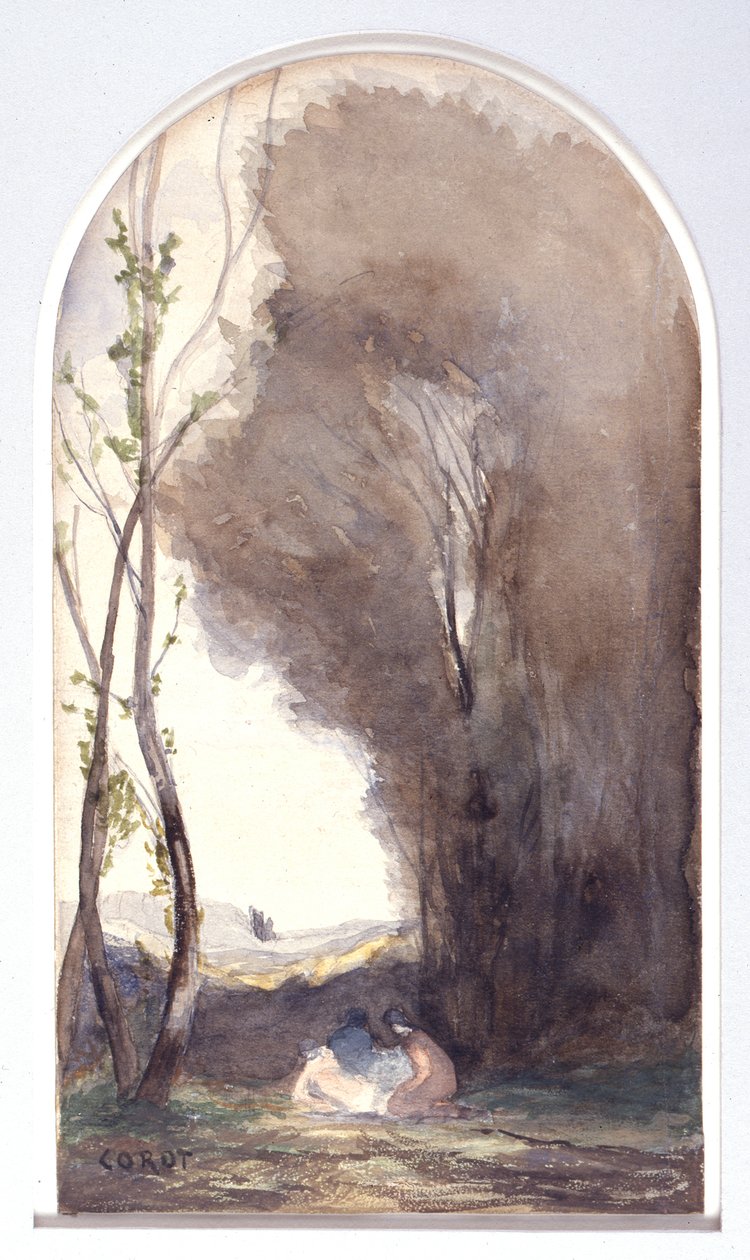Akvarell knyttet til «Sankt Sebastian hjulpet av hellige kvinner» av Jean-Baptiste-Camille Corot
