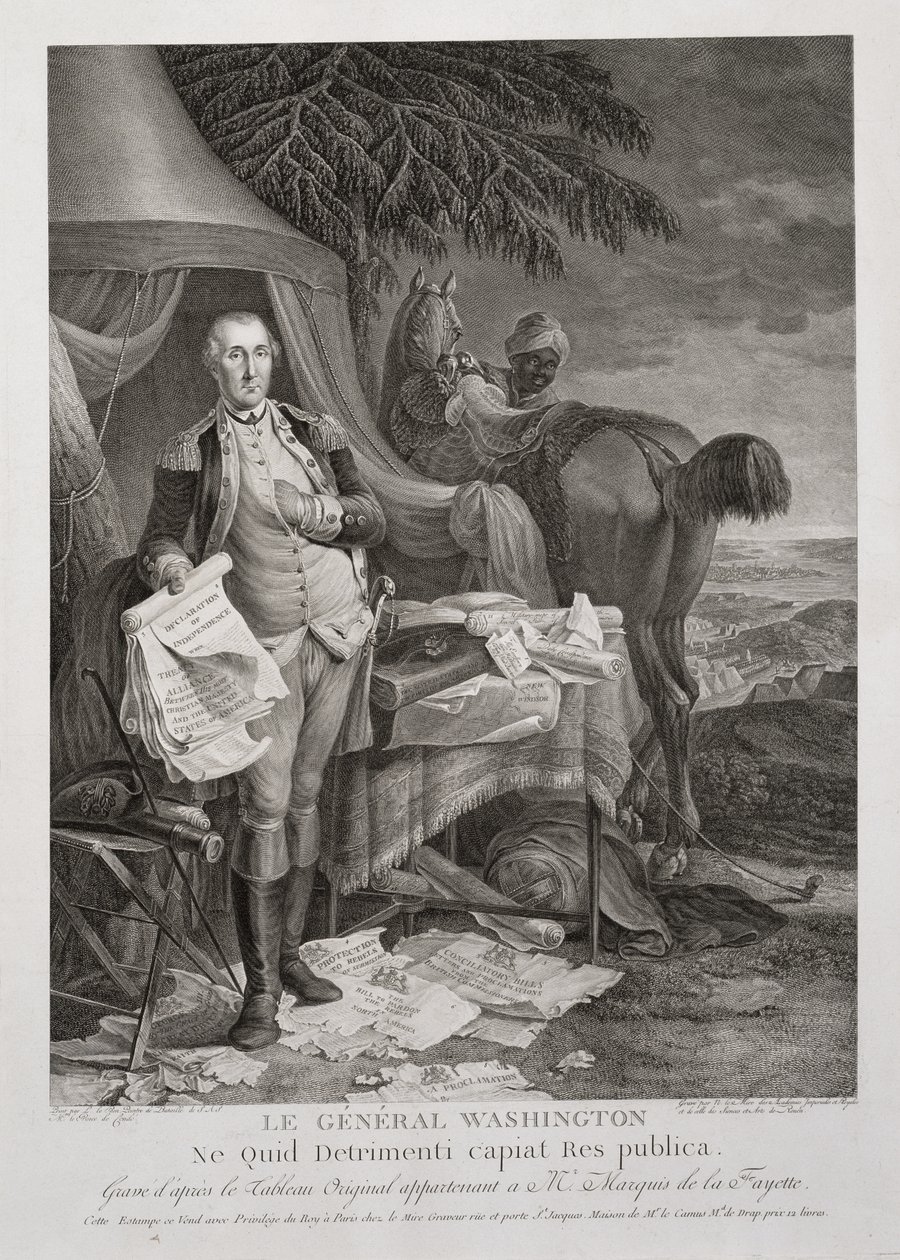 General Washington, Lest the Republic should ta any skade, gravert av Noël Le Mire (1724-1801), ca. 1785 (gravering) av Jean Baptiste (after) Le Paon