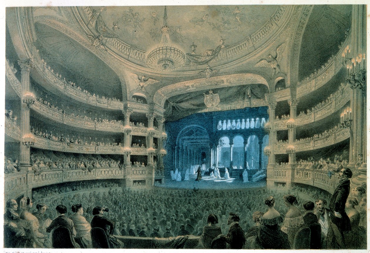 Utsikt over teatersalen til Opera Garnier (musikkakademiet). Litografi av Jean Baptiste Arnout (1788-1870). 1800-tallet. Paris, B.N. av Jean Baptiste Arnout