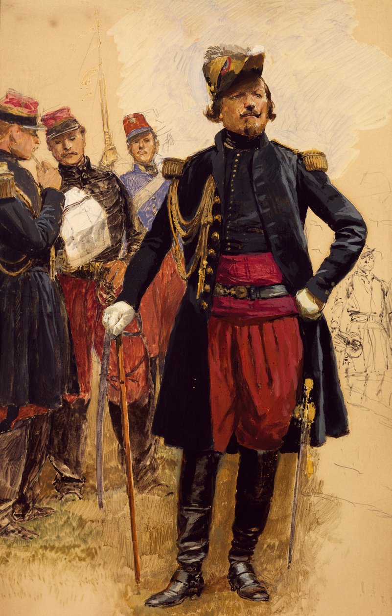 Kommandør for de franske troppene på Krim, av Jean Baptiste Edouard Detaille (1848-1912). Krim-krigen av Jean Baptiste Edouard Detaille