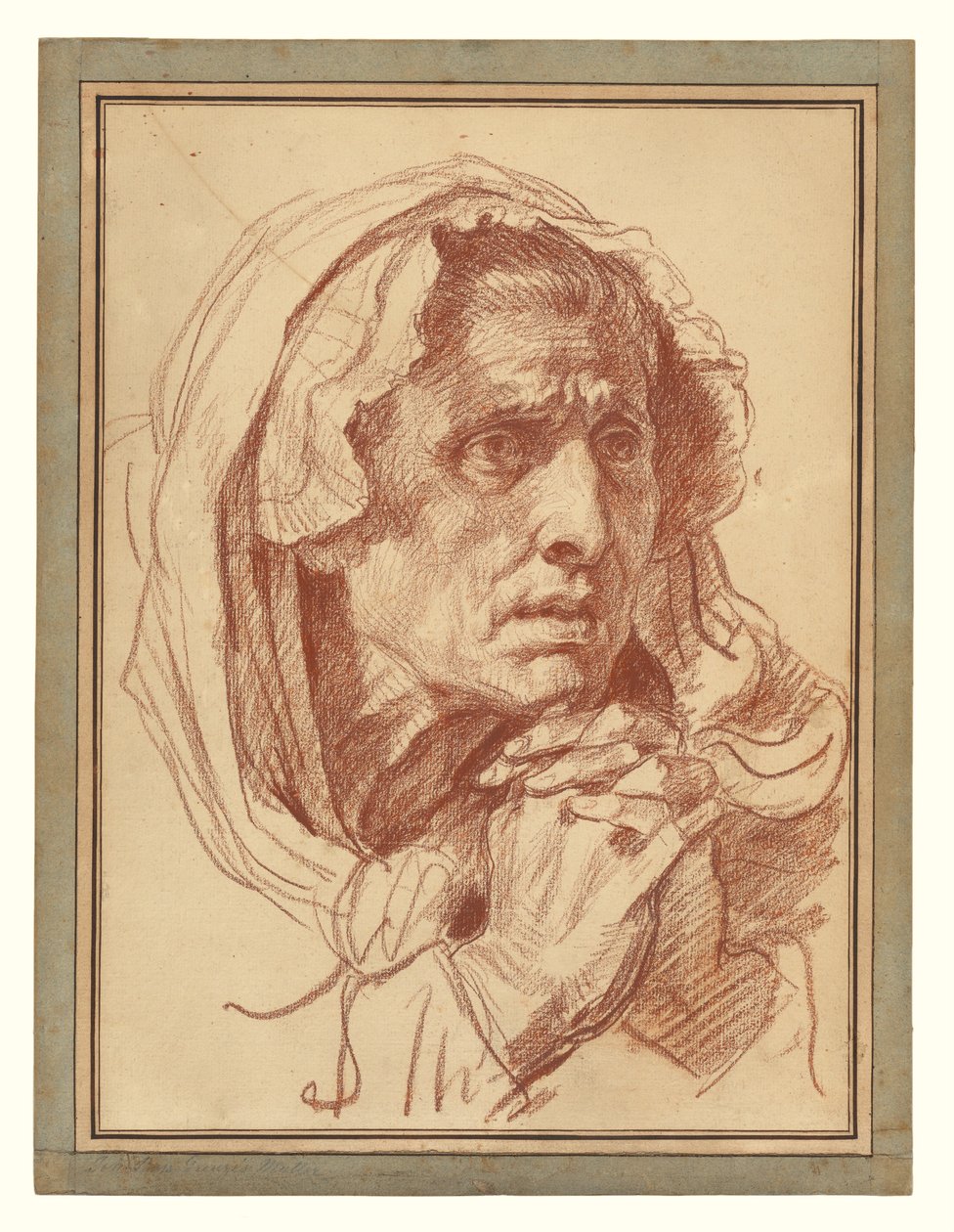 Studie av hodet til en gammel kvinne av Jean-Baptiste Greuze