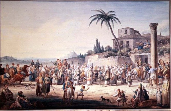 Et ekteskap i Athen, ca. 1776 av Jean Baptiste Hilair