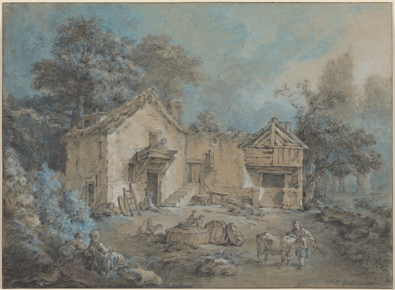 Gårdsscene av Jean-Baptiste Huet