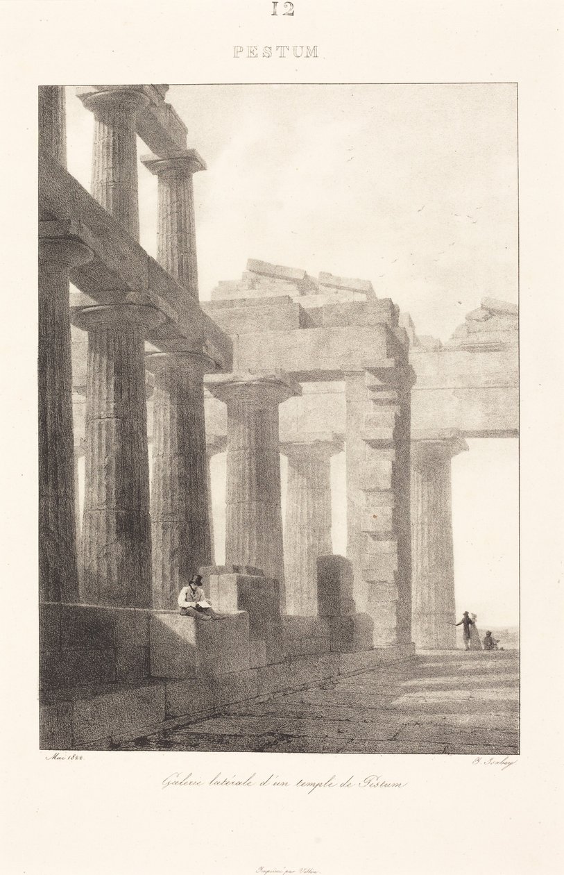 Sidegalleri i et tempel i Paestum av Jean-Baptiste Isabey