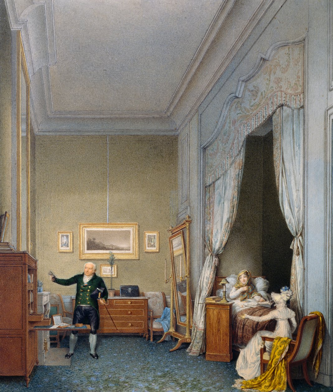 Maria Luigia på rom på Tuileries etter fødselen av kongen av Roma av Jean Baptiste Isabey