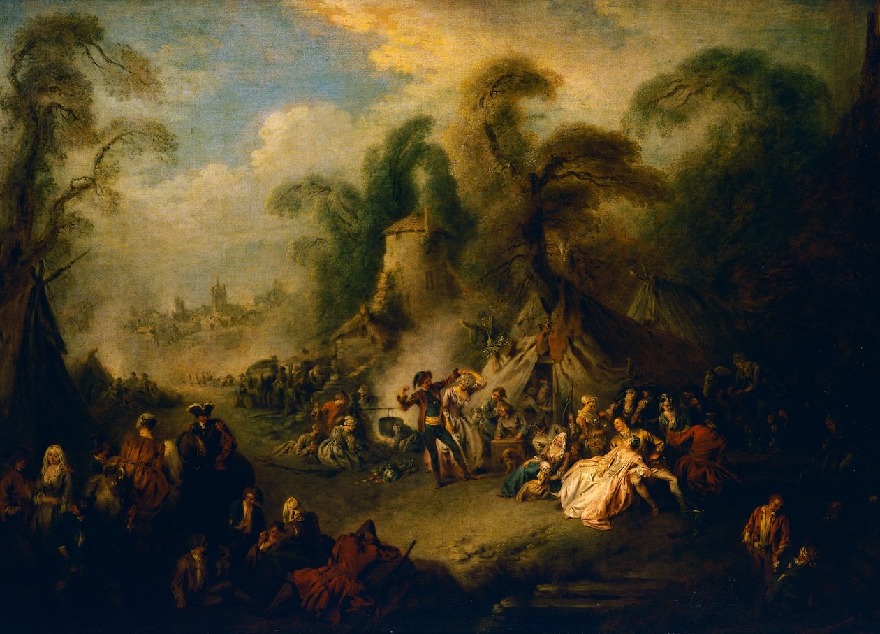 Country festival, ca 1728, maleri av Jean-Baptiste Pater (1695-1736), olje på lerret av Jean Baptiste Joseph Pater