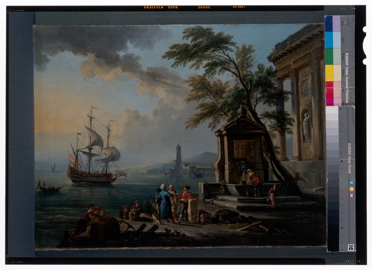 Tyrkiske kjøpmenn i en middelhavshavn ved soloppgang av Jean Baptiste Lallemand
