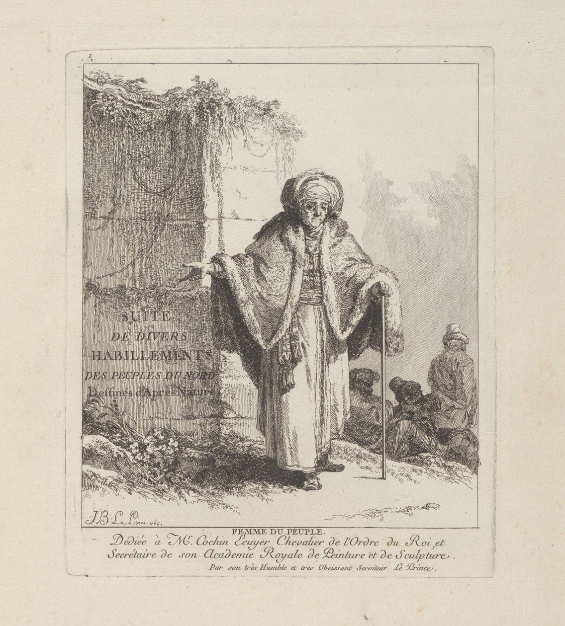Woman of the People, tallerken en fra Miscellaneous Clothing of the Northern Peoples av Jean-Baptiste Le Prince