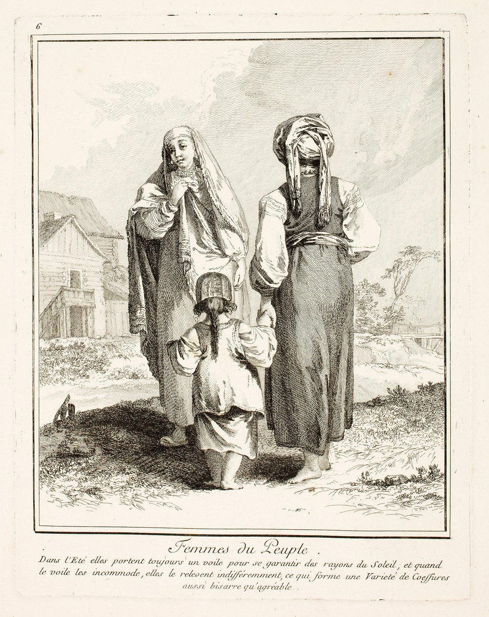 Women of the People, plate seks fra Miscellaneous Clothing of the Northern Peoples av Jean-Baptiste Le Prince